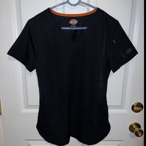 Dickies Black V-Neck Scrub Top